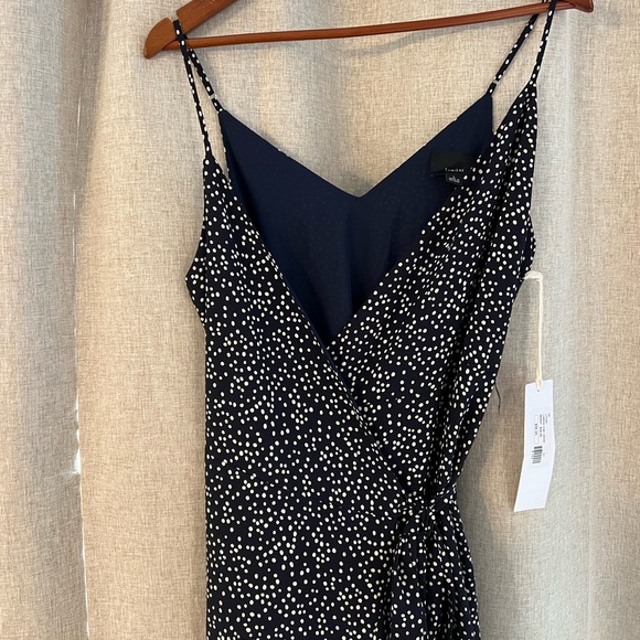 NWT Navy Blue Wrap Polka Dot A-Symmetrical Dress - Picture 3 of 6